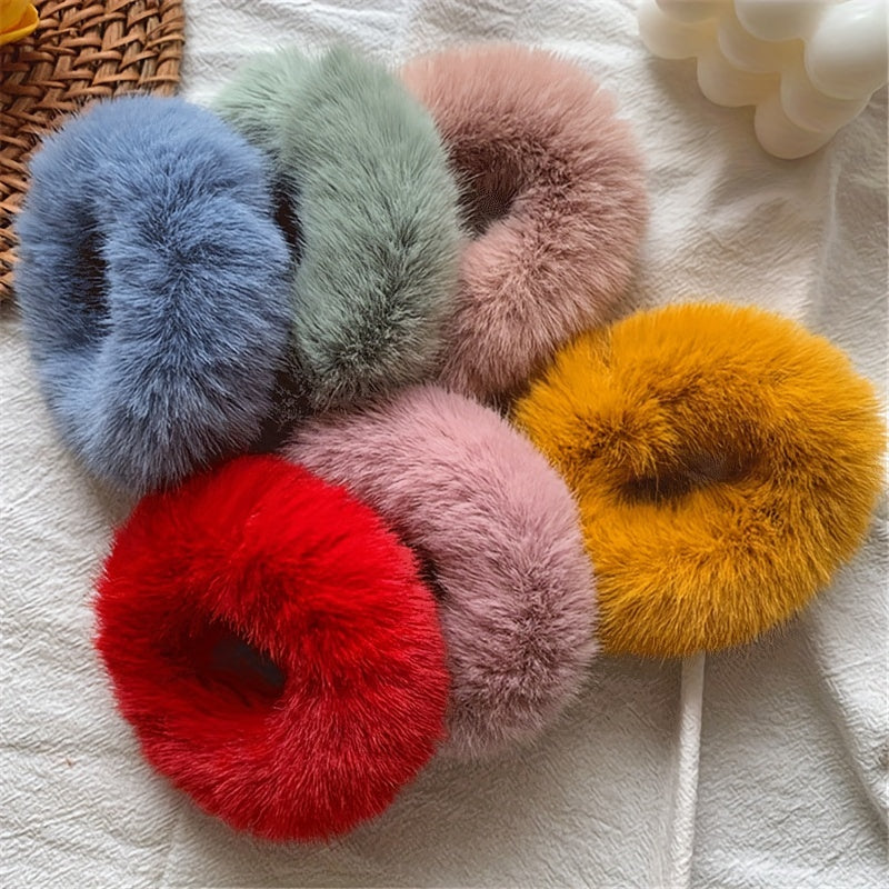 Pluizige Bont Scrunchies (6stuks)