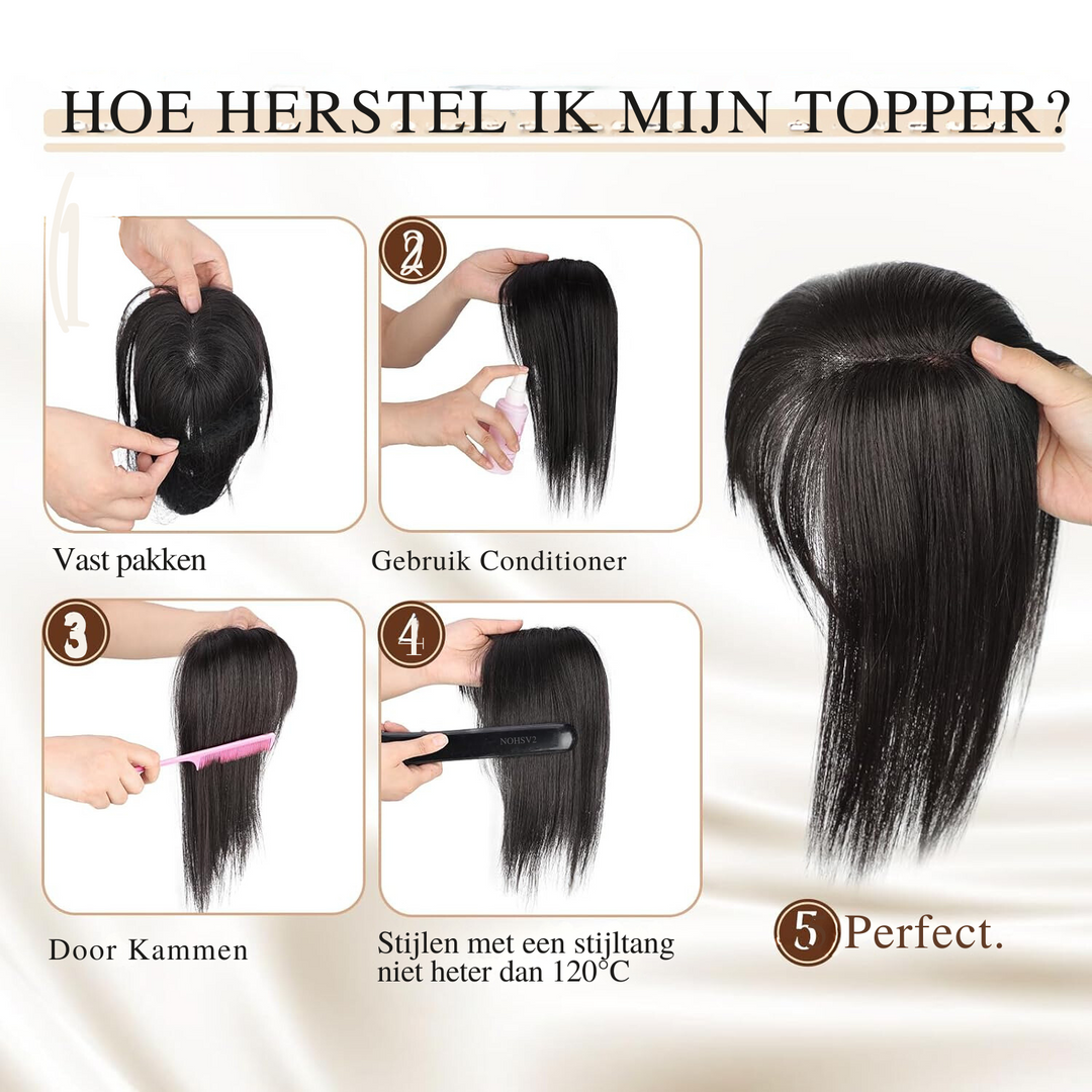 Chloe Haar Topper met Pony - Licht Honing Blond